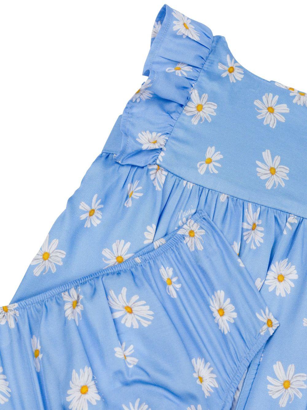 Abito a fiori per neonata Moschino Kids blu con scollo rotondo - Image 3