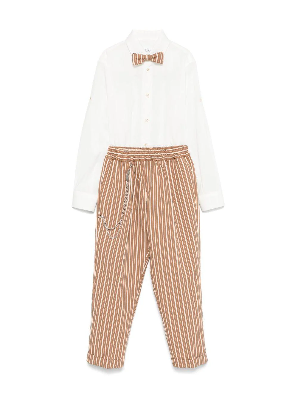 Abito a righe (set di tre) per bambino Colorichiari marrone con passanti per cintura - Image 2