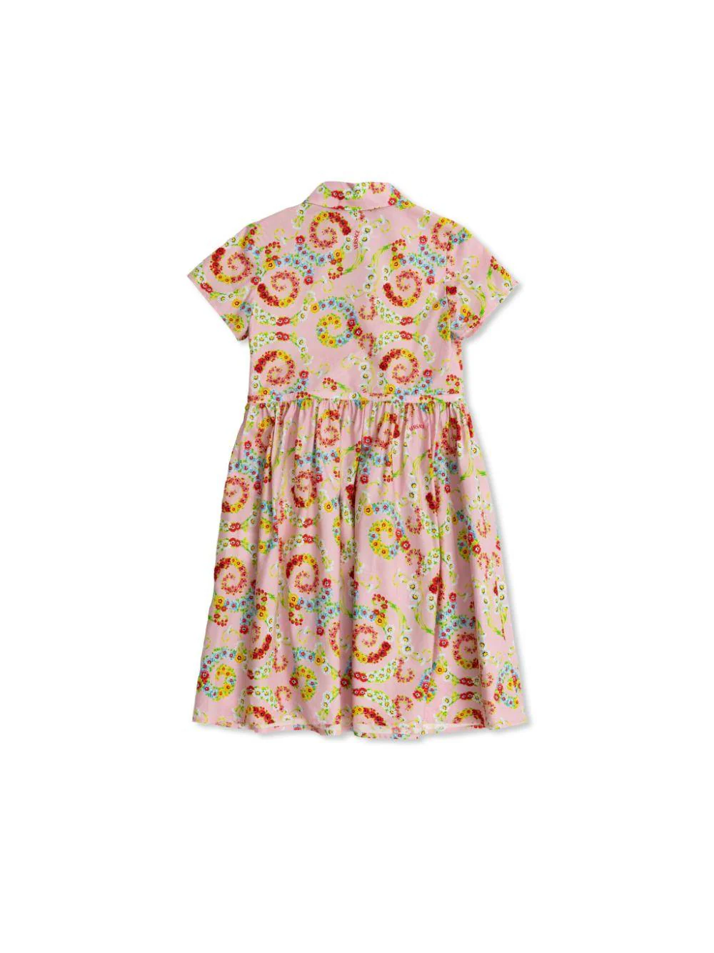 Abito camicia per neonata Versace Kids rosa con motivo floreale Swirl - Image 2