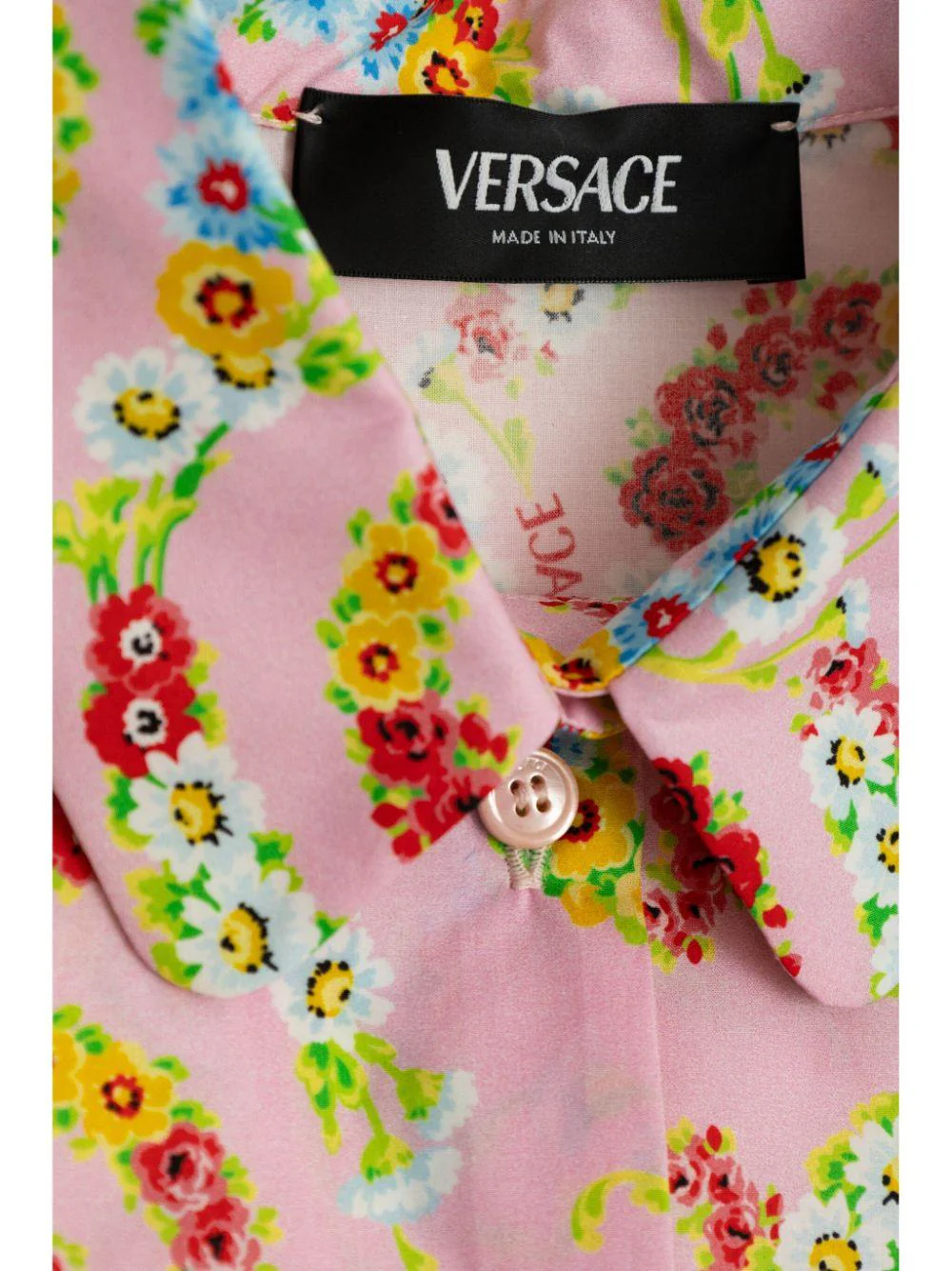 Abito camicia per neonata Versace Kids rosa con motivo floreale Swirl - Image 4