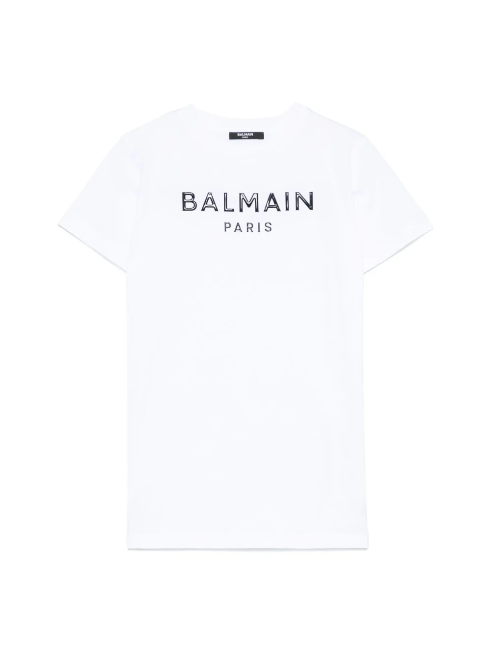 Abito con logo in rilievo per bambina Balmain Kids bianco con girocollo