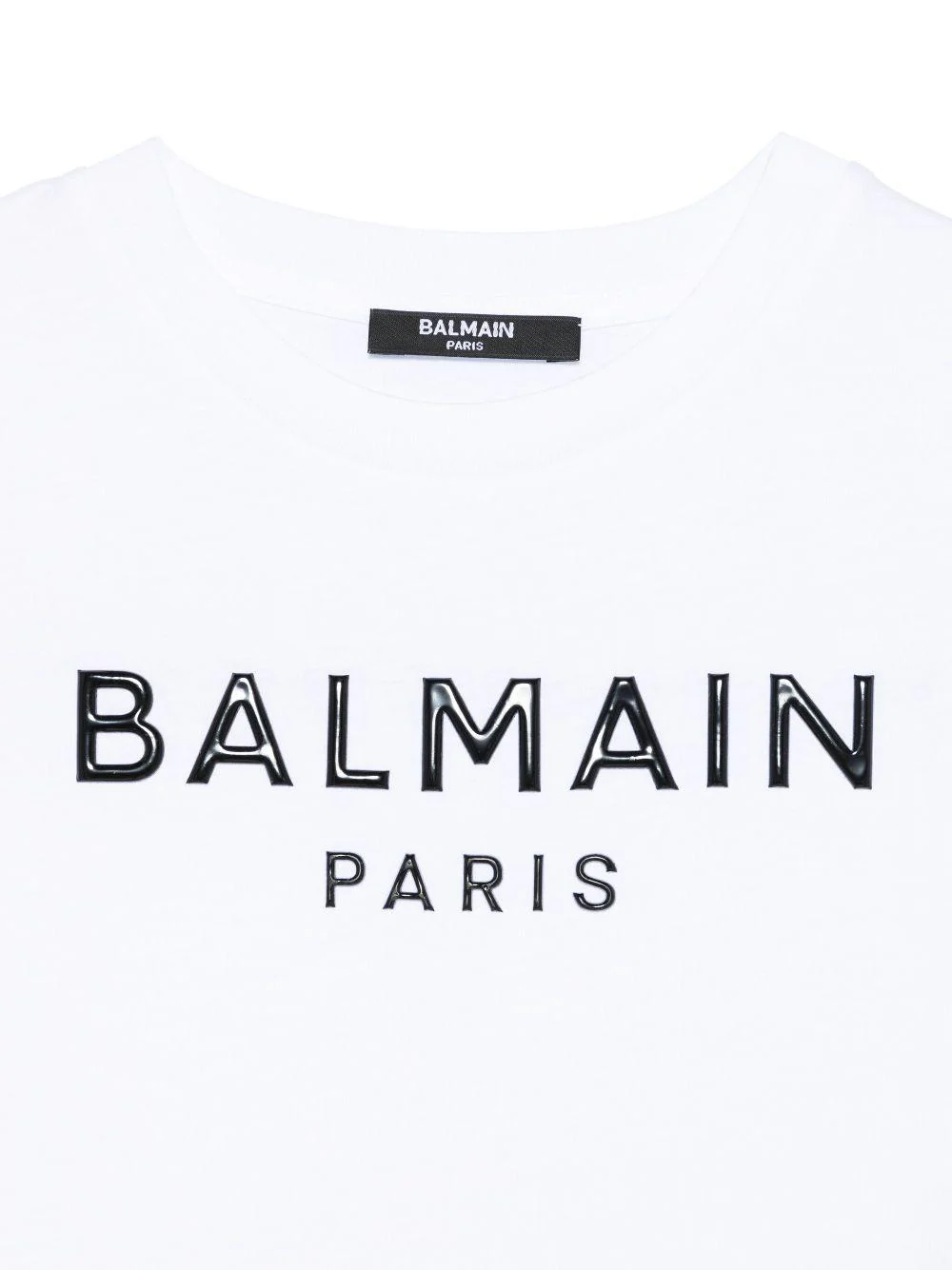 Abito con logo in rilievo per bambina Balmain Kids bianco con girocollo - Image 3