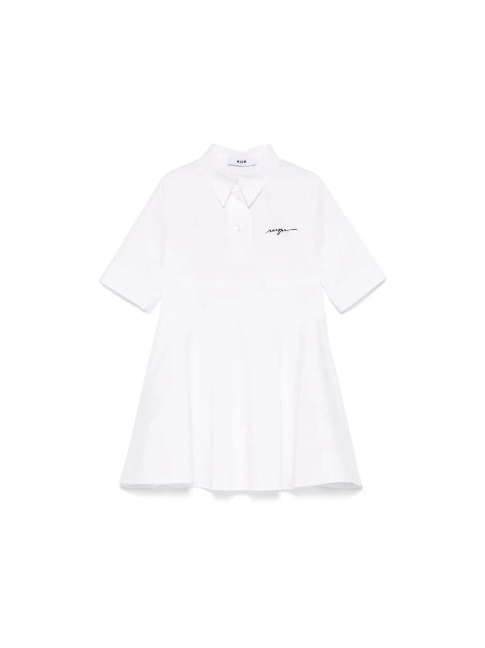 Abito con logo per bambina MSGM Kids bianco con colletto a punta
