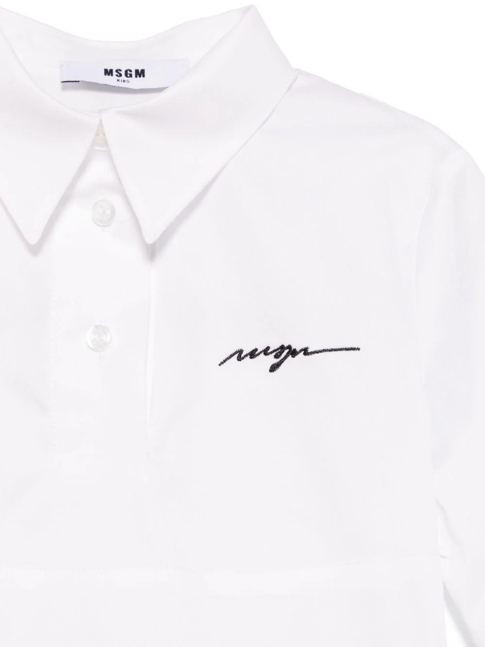 Abito con logo per bambina MSGM Kids bianco con colletto a punta - Image 2