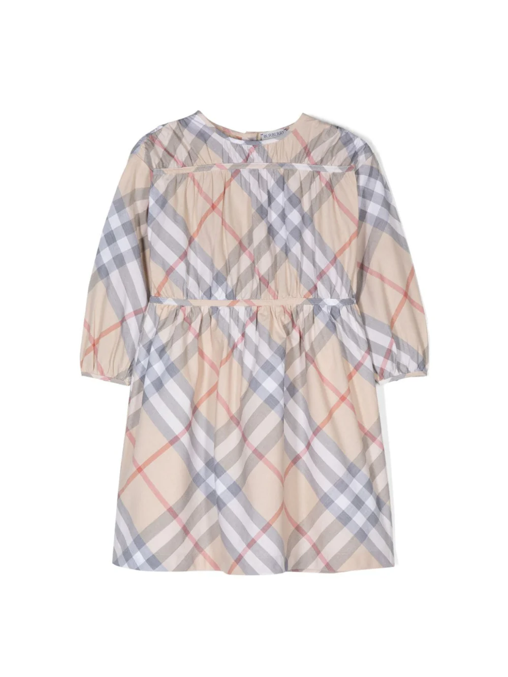 Abito con motivo Vintage Check per bambina Burberry Kids beige con scollo rotondo