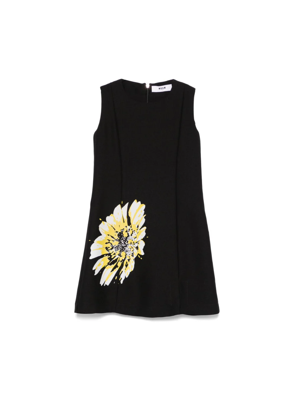 Abito con stampa a fiori per bambina MSGM Kids nero con scollo quadrato