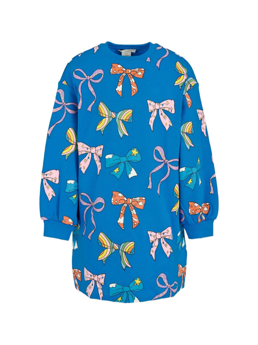 Abito corto per bambina Stella McCartney Kids blu con stampa con fiocchi