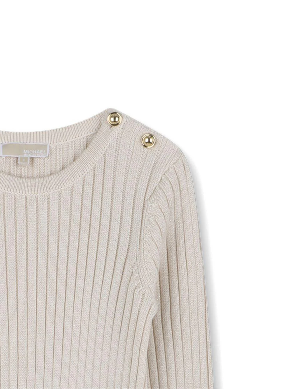 Abito lungo per bambina Michael Kors Kids beige a coste e maniche lunghe - Image 3