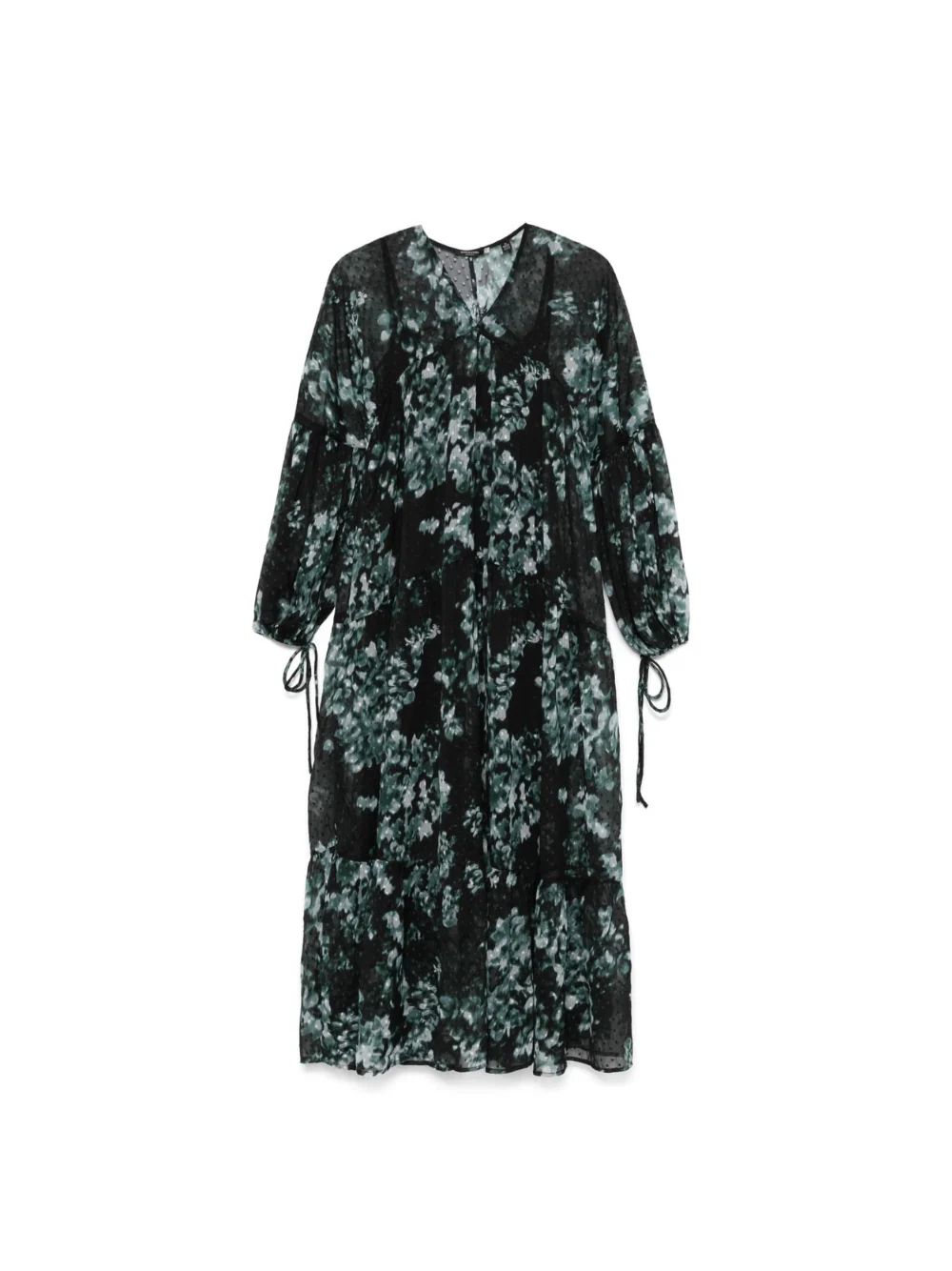 Abito lungo per donna Scotch & Soda Fil Coupe nero con scollo a V