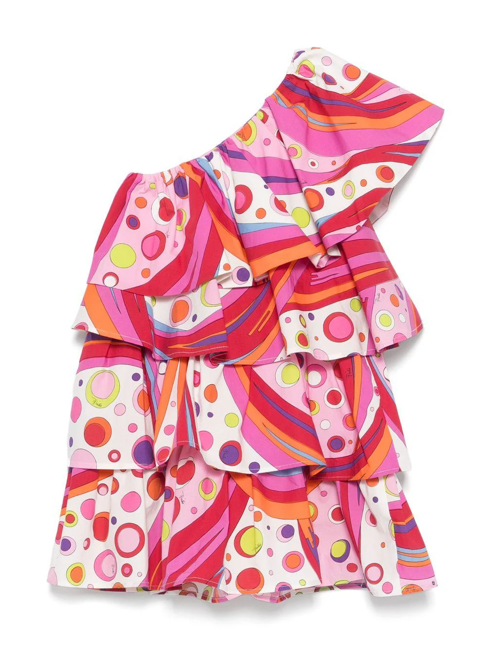 Abito monospalla per bambina PUCCI Junior rosa con dettagli con ruches - Image 3