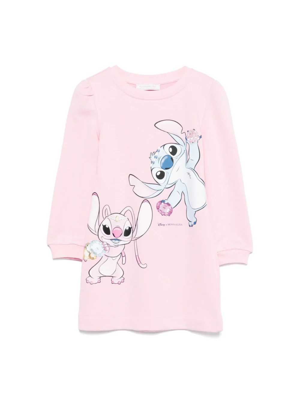 Abito per bambina Disney x Monnalisa rosa con stampa Stitch