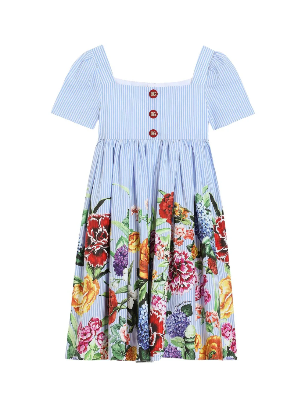 Abito per bambina Dolce & Gabbana Kids azzurro con scollatura quadrata