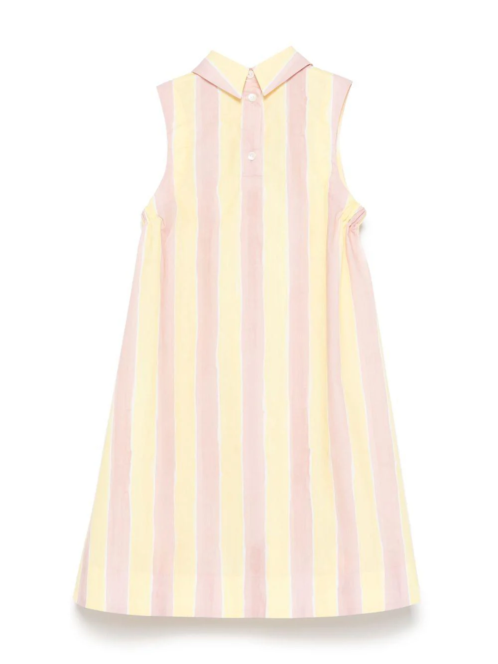 Abito per bambina Fendi Kids giallo e rosa a righe verticali con design svasato - Image 2