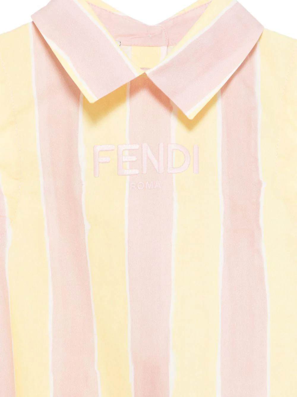 Abito per bambina Fendi Kids giallo e rosa a righe verticali con design svasato - Image 3