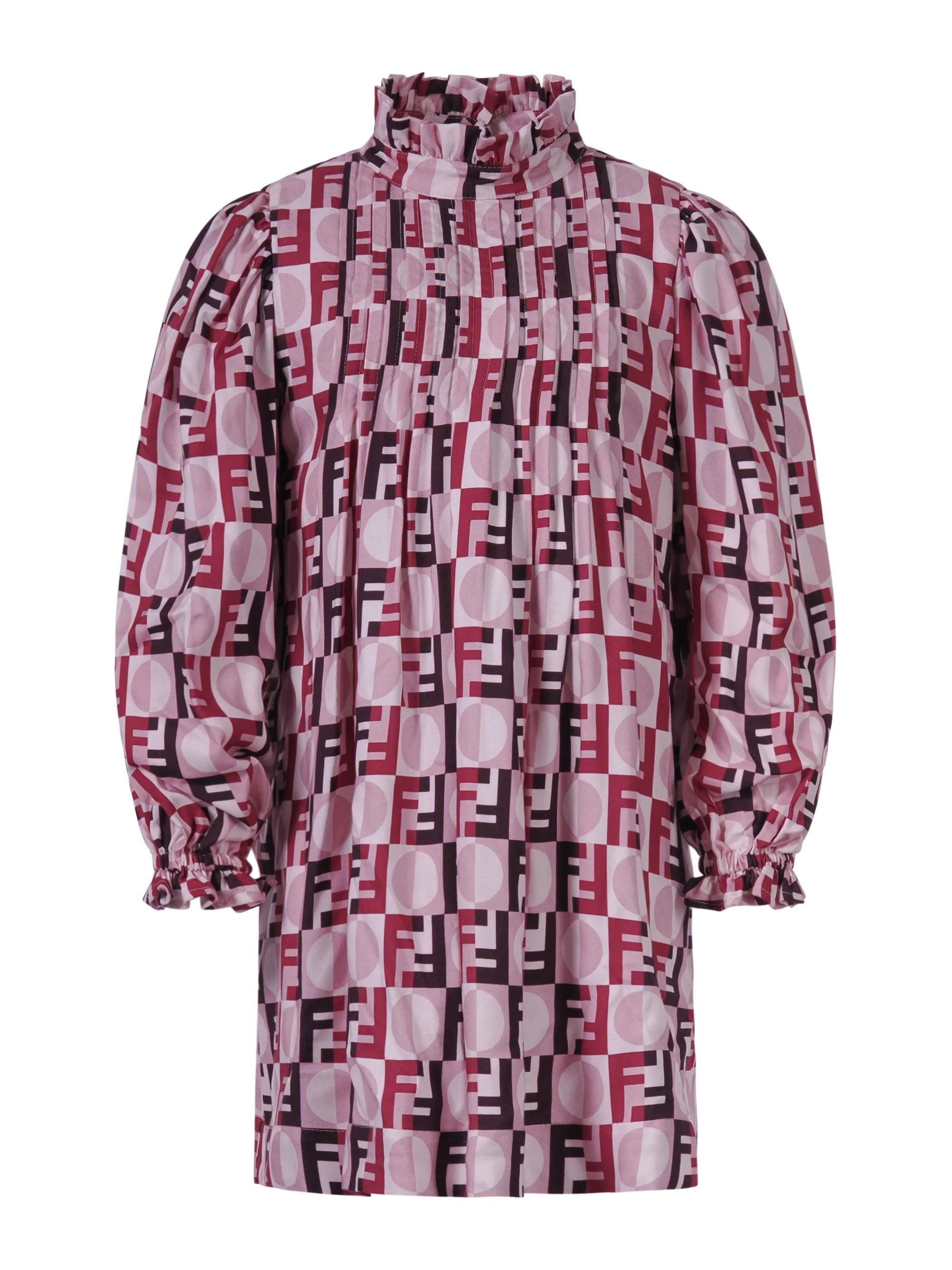 Abito per bambina Fendi Kids rosa con stampa logo FF all-over