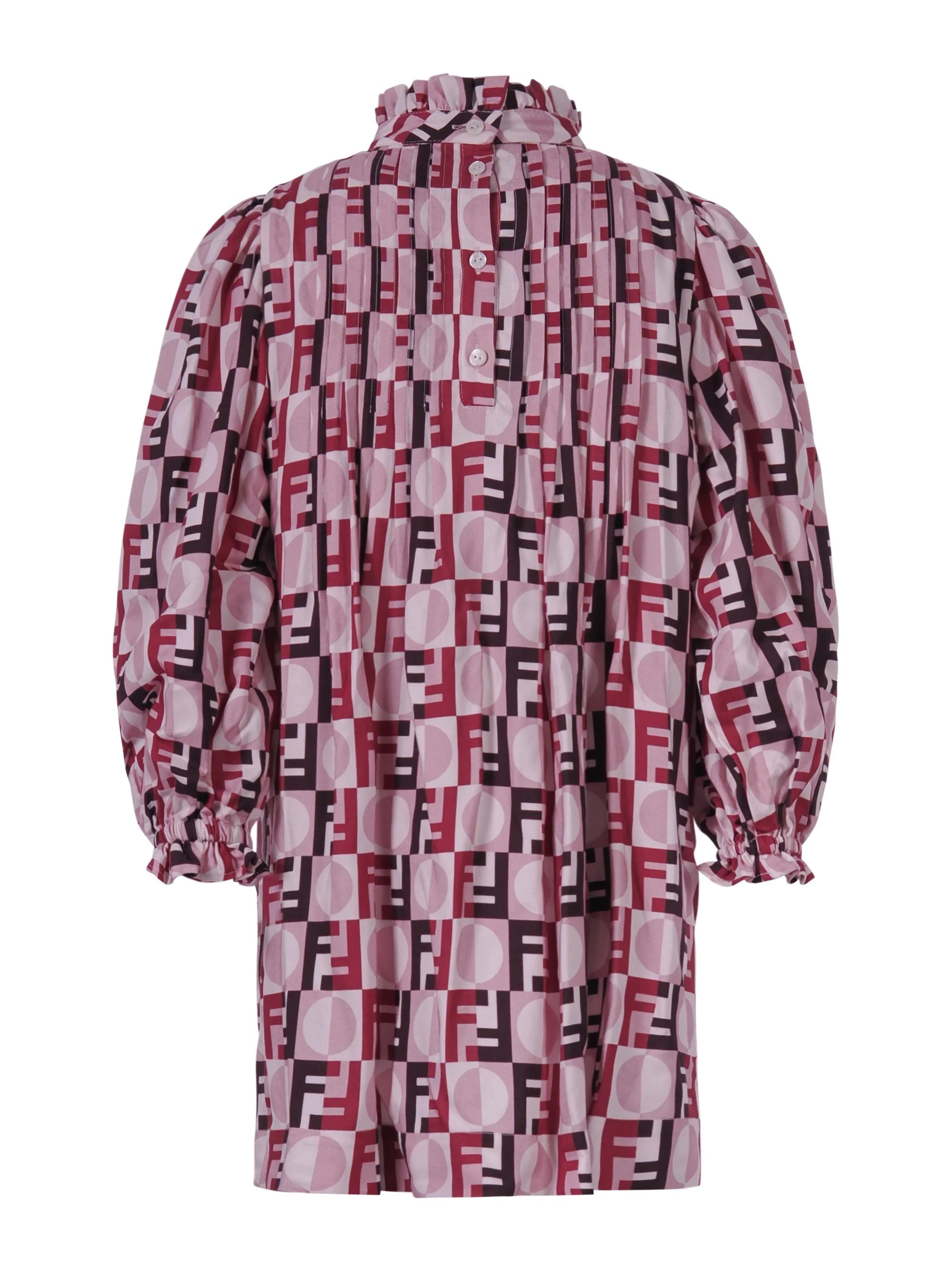 Abito per bambina Fendi Kids rosa con stampa logo FF all-over - Image 2