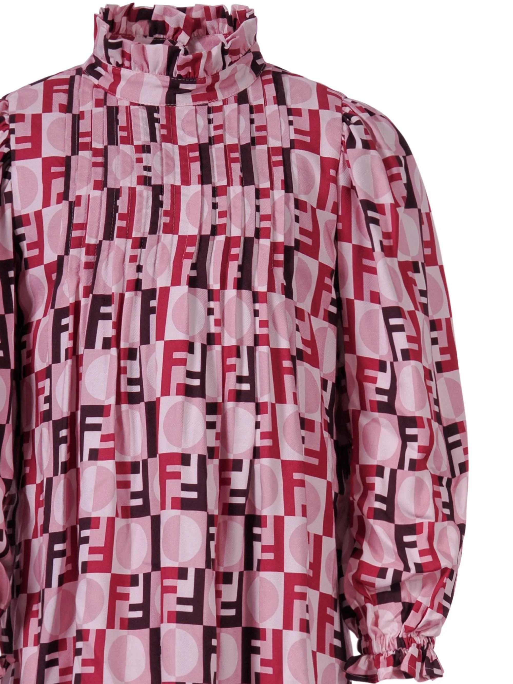 Abito per bambina Fendi Kids rosa con stampa logo FF all-over - Image 3