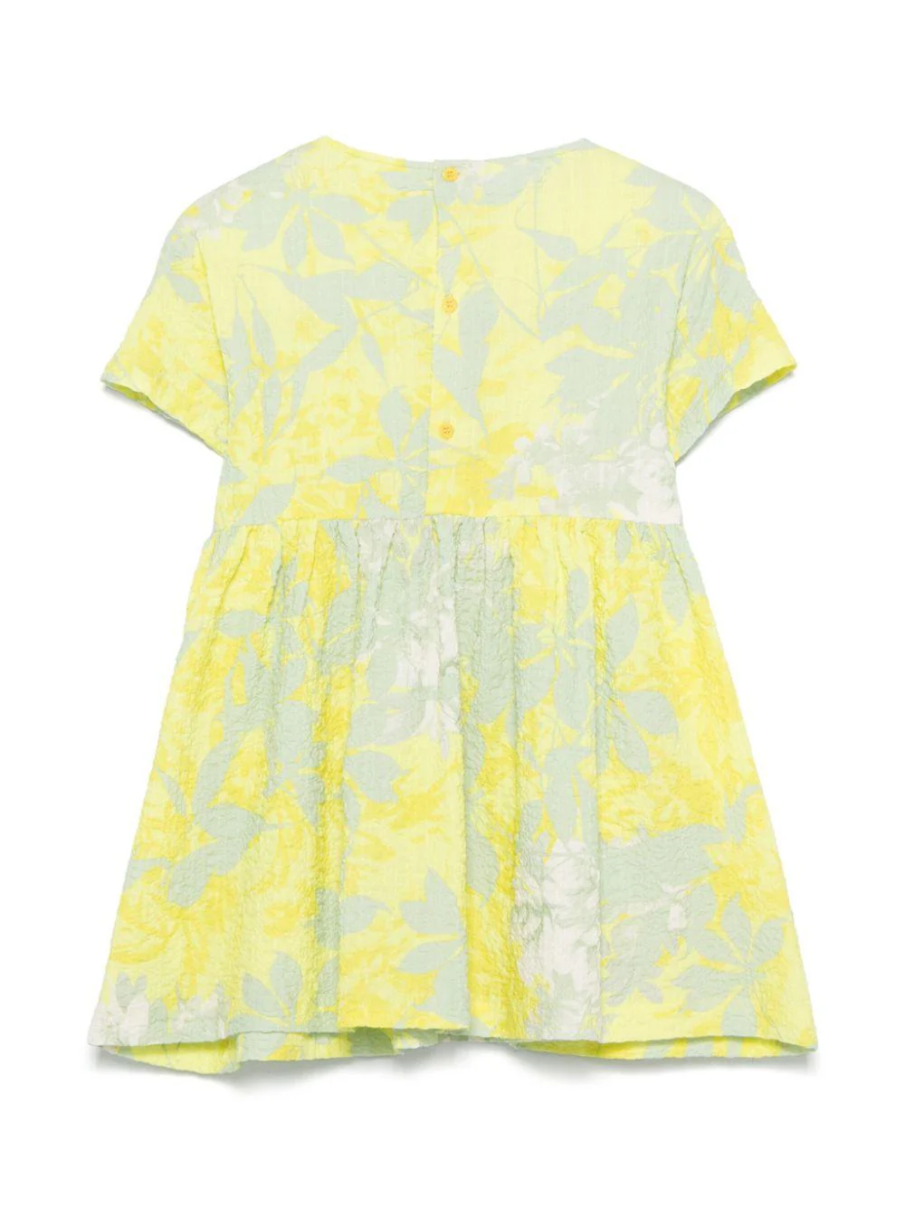 Abito per bambina Il Gufo giallo a fiori con due tasche laterali applicate - Image 2
