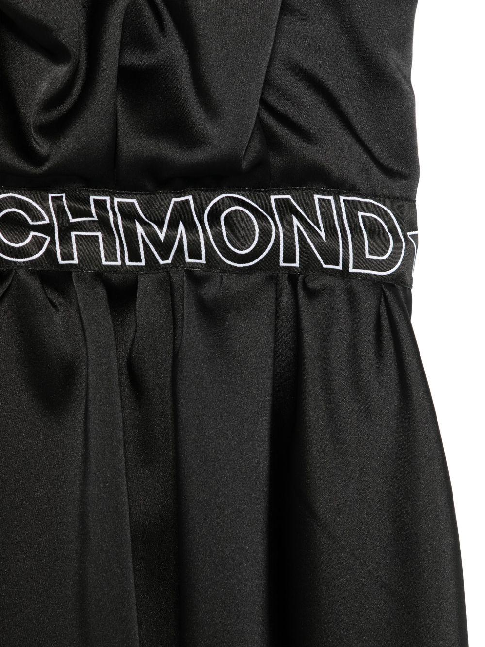 Abito per bambina John Richmond Junior nero con banda con logo e dettaglio con ruches - Image 2