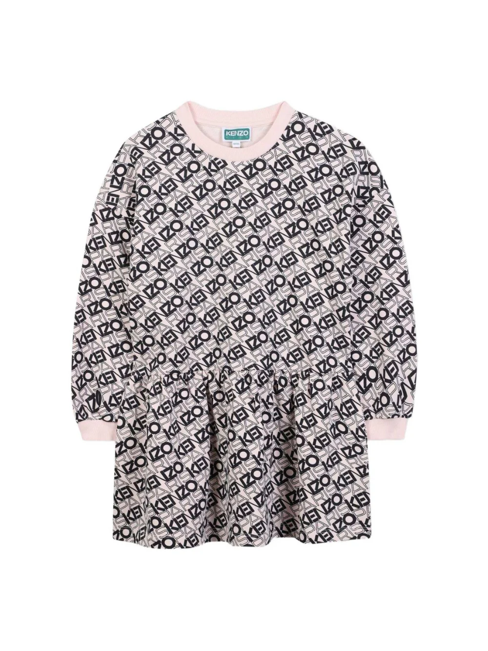 Abito per bambina Kenzo Kids rosa con stampa logo all-over