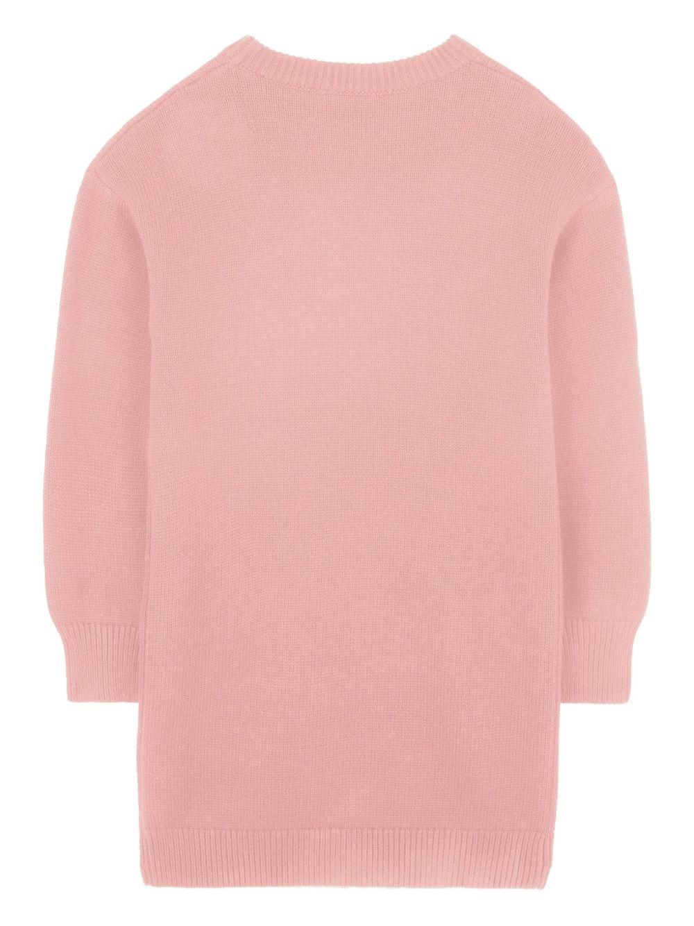 Abito per bambina Kenzo Kids rosa con tigre jacquard - Image 2