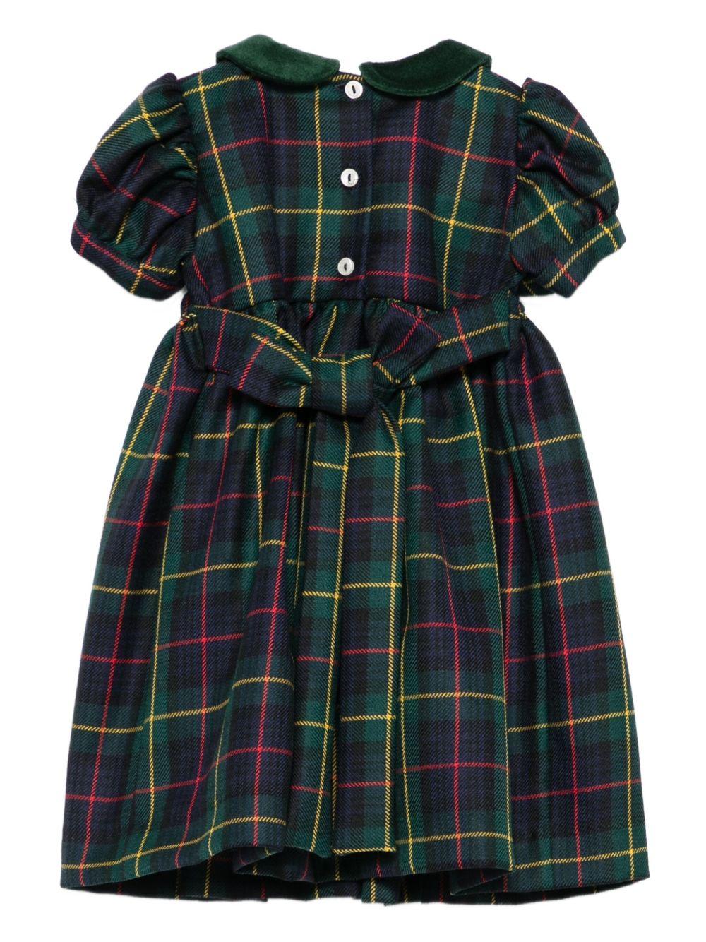 Abito per bambina Mariella Ferrari verde con motivo tartan - Image 3