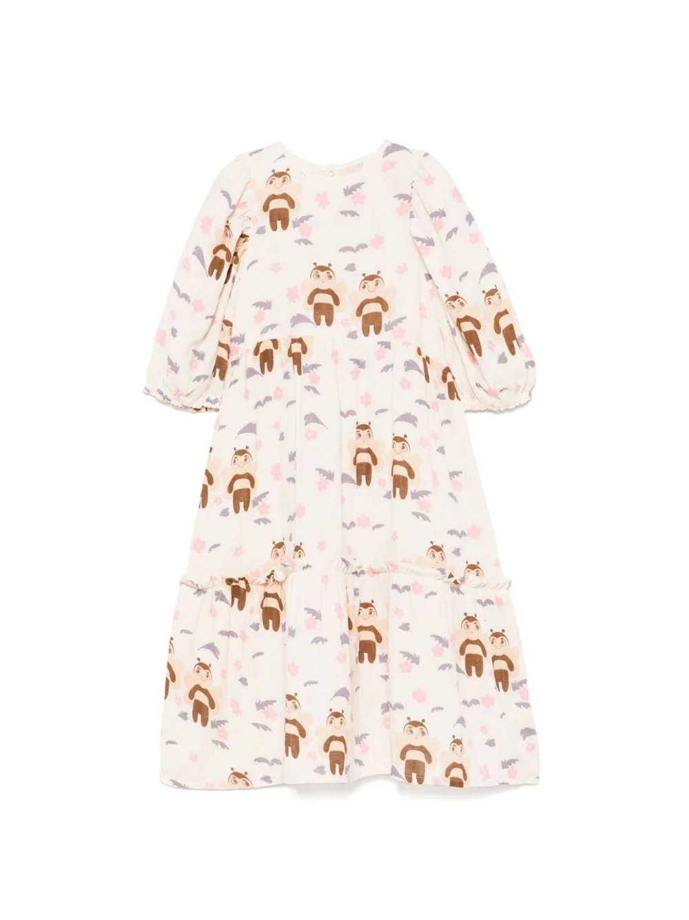 Abito per bambina Mini Rodini bianco con stampa grafica all-over e orlo dritto