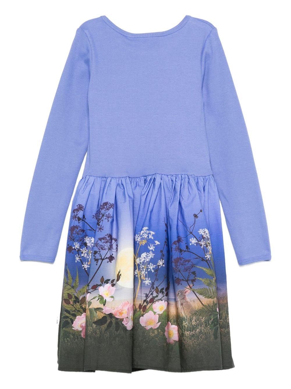 Abito per bambina Molo azzurro con stampa floreale - Image 3