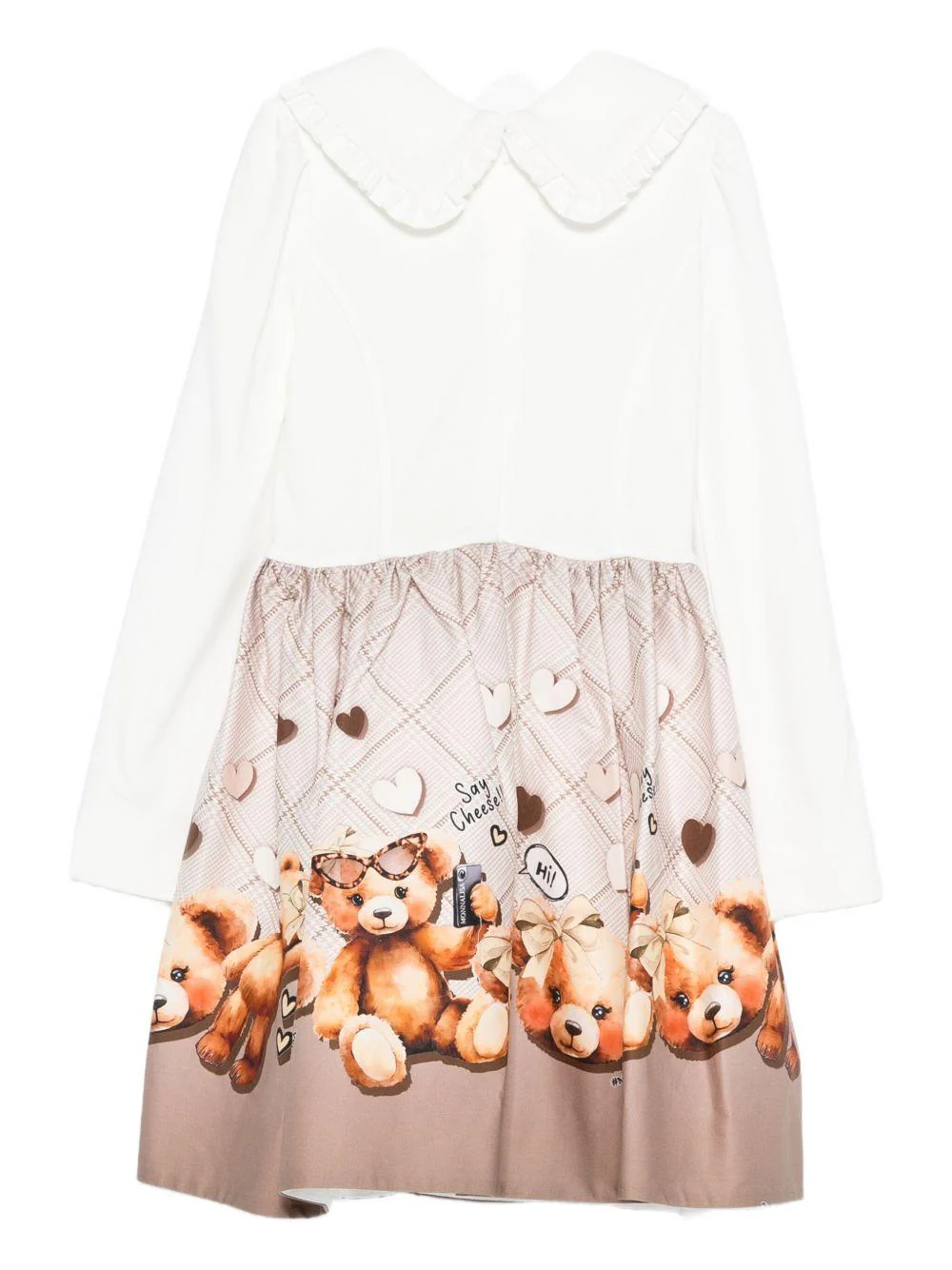 Abito per bambina Monnalisa beige con stampa orsetti - Image 2