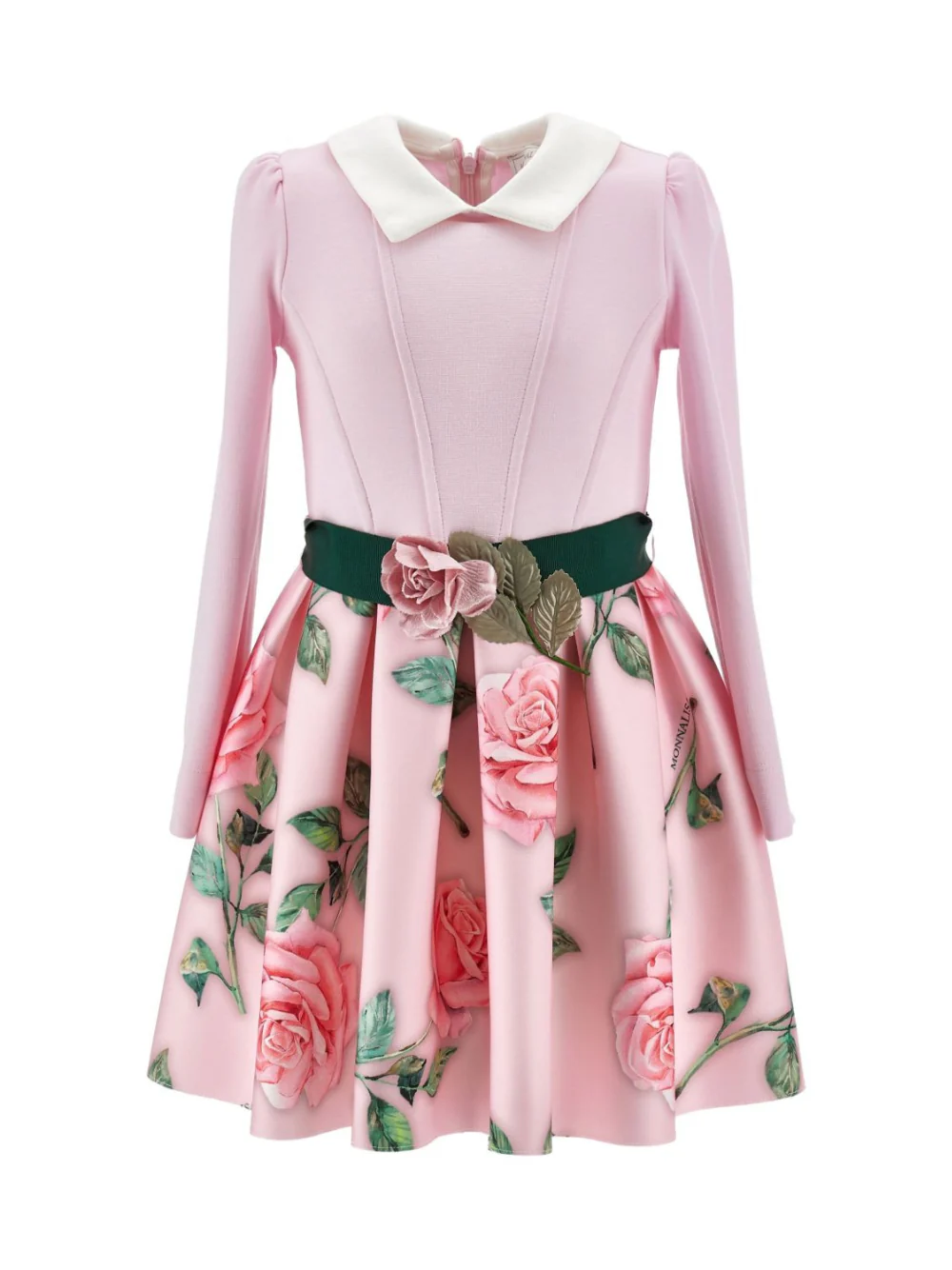 Abito per bambina Monnalisa rosa con decorazione a fiori