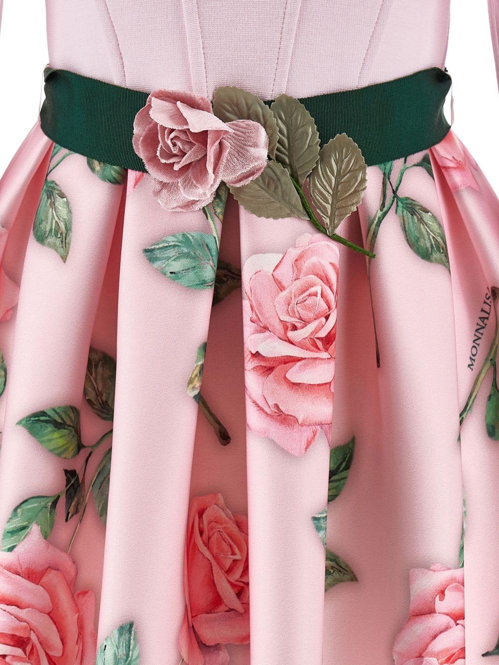 Abito per bambina Monnalisa rosa con decorazione a fiori - Image 3