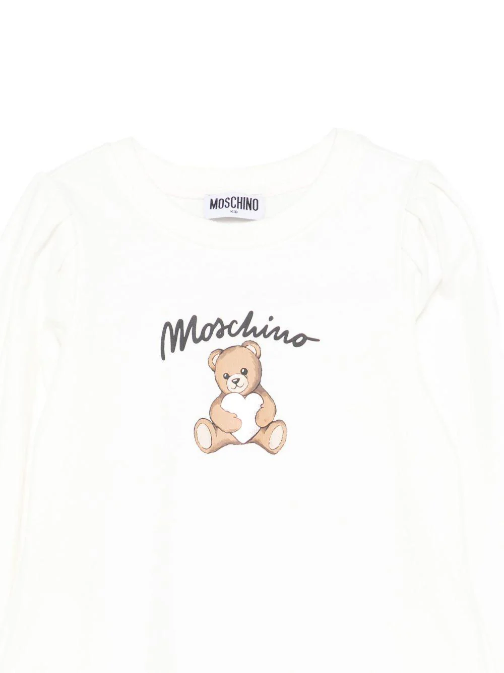 Abito per bambina Moschino Kids bianco con maniche lunghe - Image 3