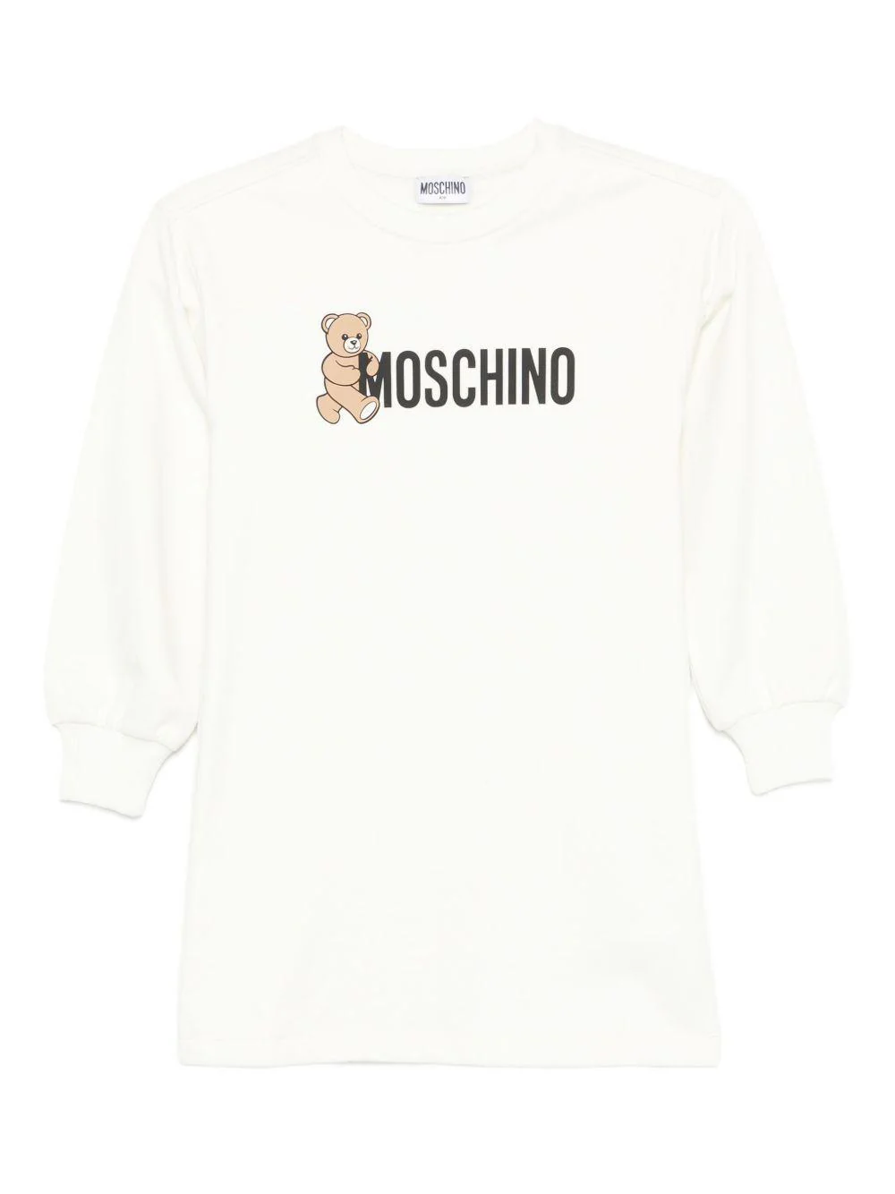 Abito per bambina Moschino Kids bianco con stampa Teddy Bear