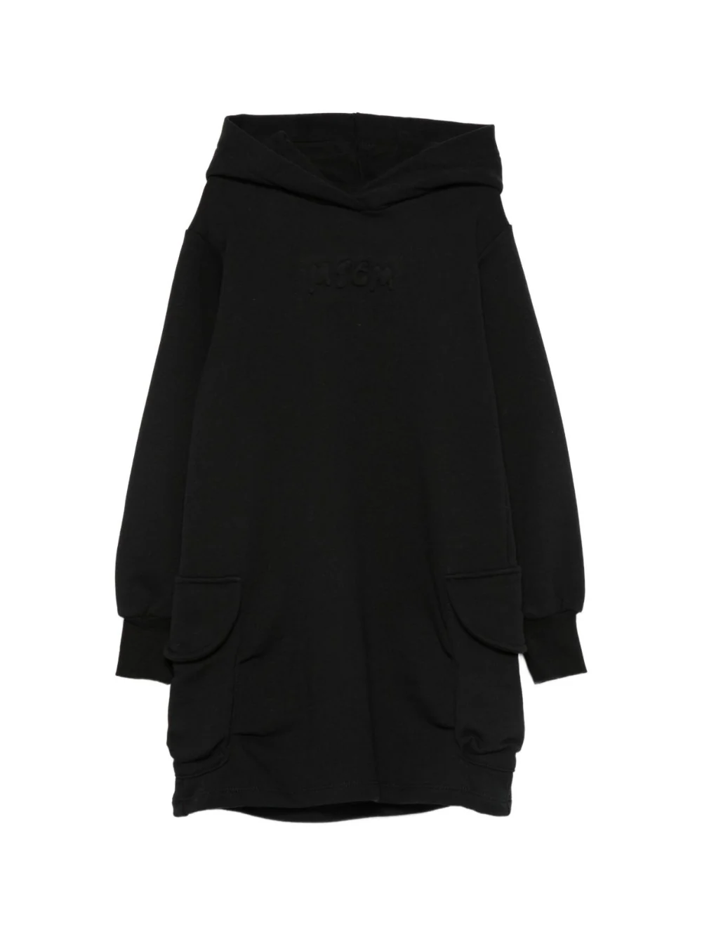 Abito per bambina MSG Kids nero con logo in rilievo