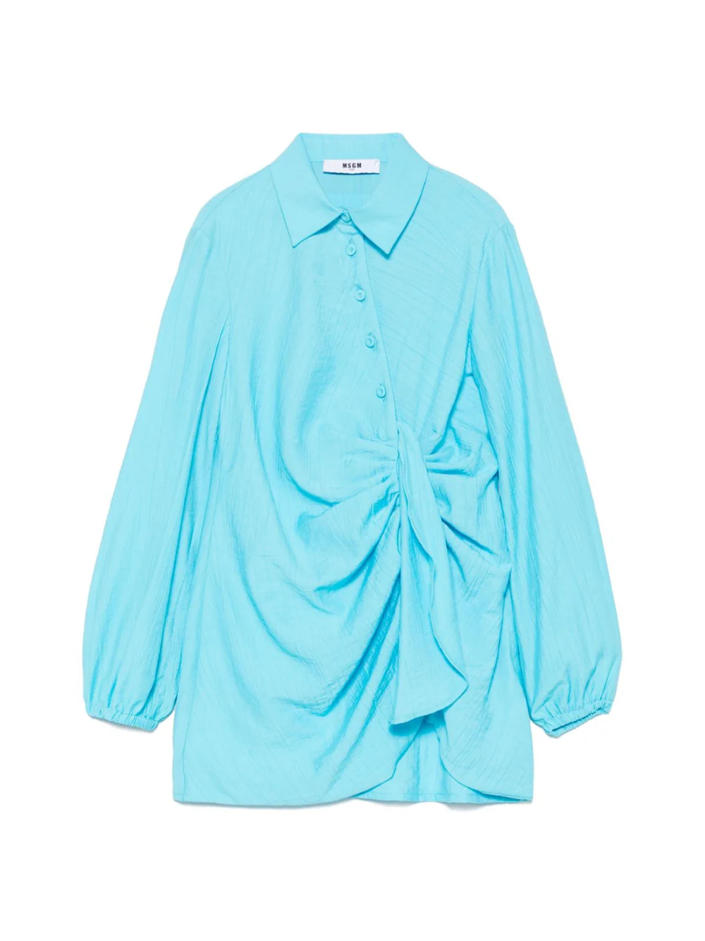Abito per bambina MSGM Kids azzurro con dettaglio drappeggiato
