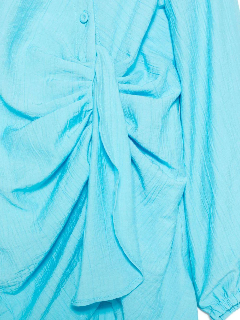 Abito per bambina MSGM Kids azzurro con dettaglio drappeggiato - Image 3