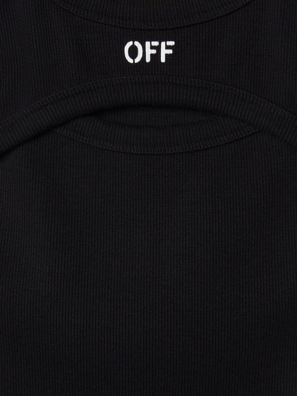 Abito per bambina Off-White Kids Off-stamp nero a coste - Image 3
