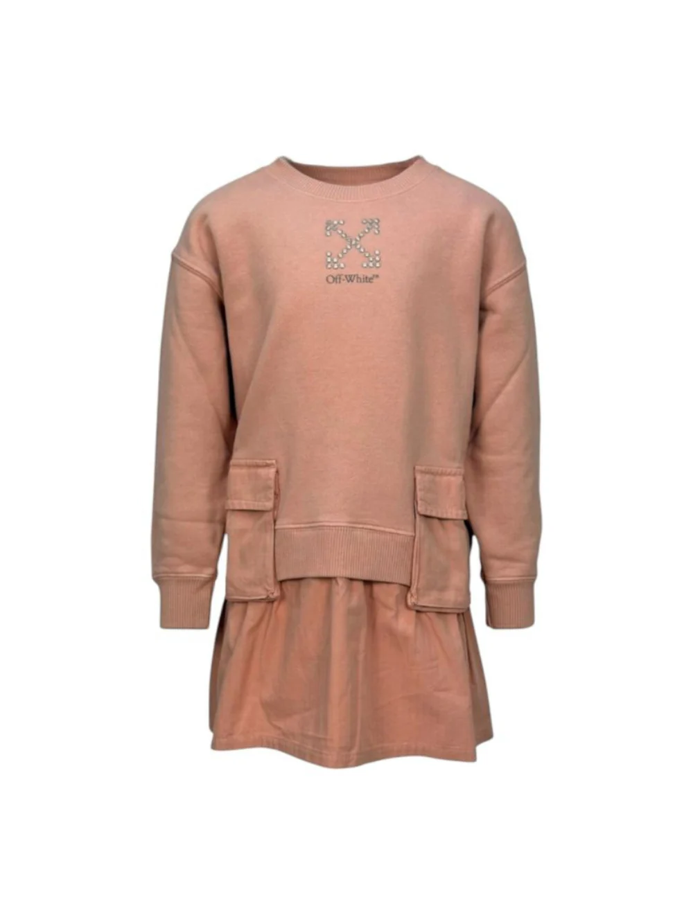 Abito per bambina Off-White Kids rosa con caratteristico logo freccia sul davanti