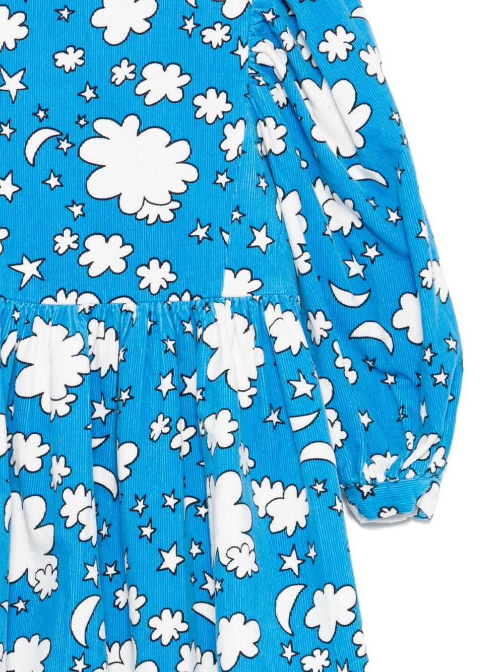 Abito per bambina Stella McCartney Kids azzurro con stampa con nuvole e stelle - Image 2