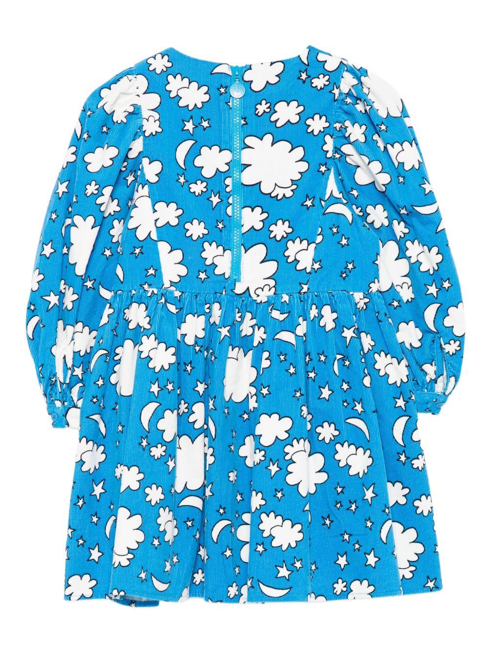 Abito per bambina Stella McCartney Kids azzurro con stampa con nuvole e stelle - Image 3