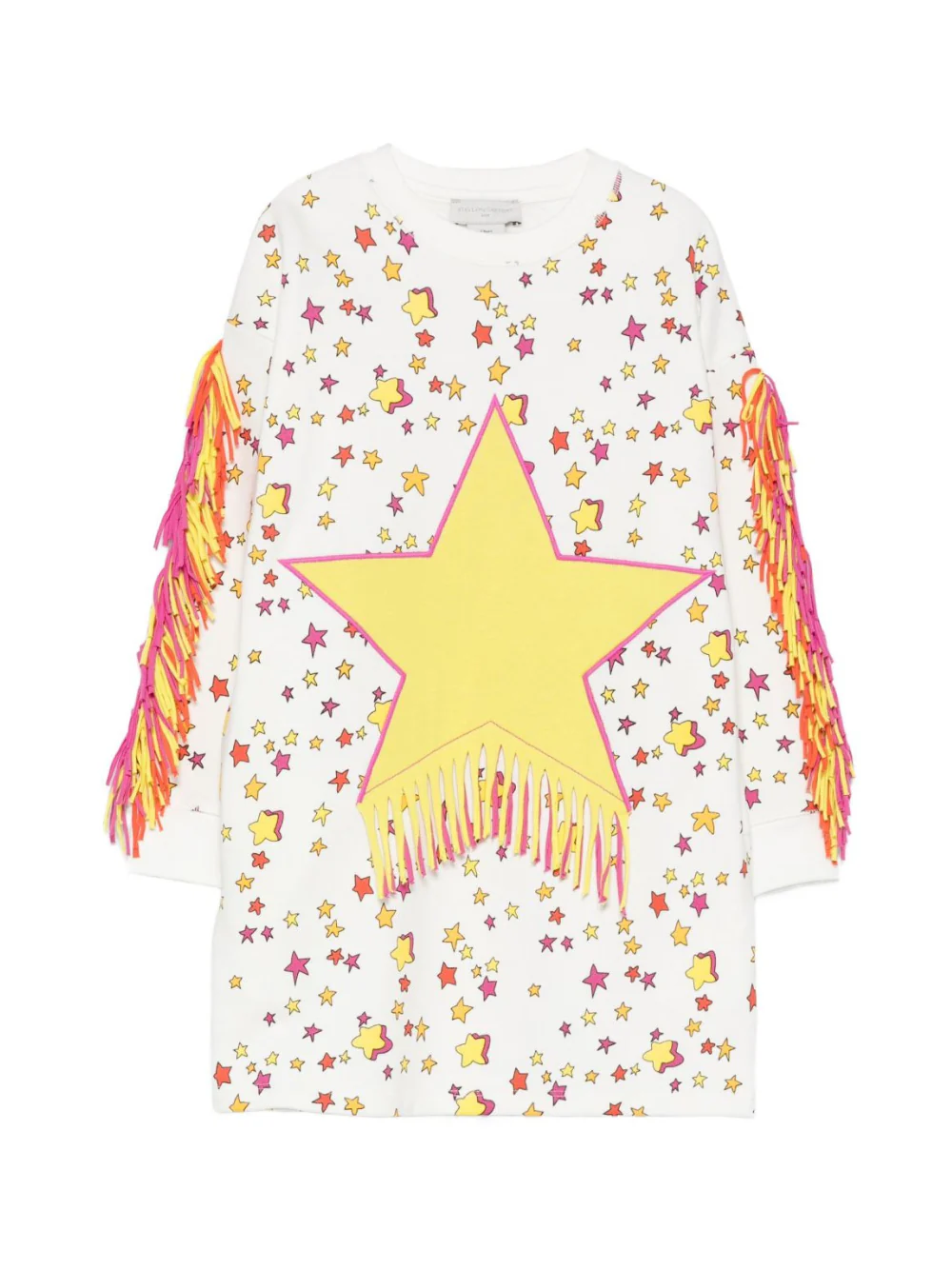 Abito per bambina Stella McCartney Kids bianco con stampa stelle e frange