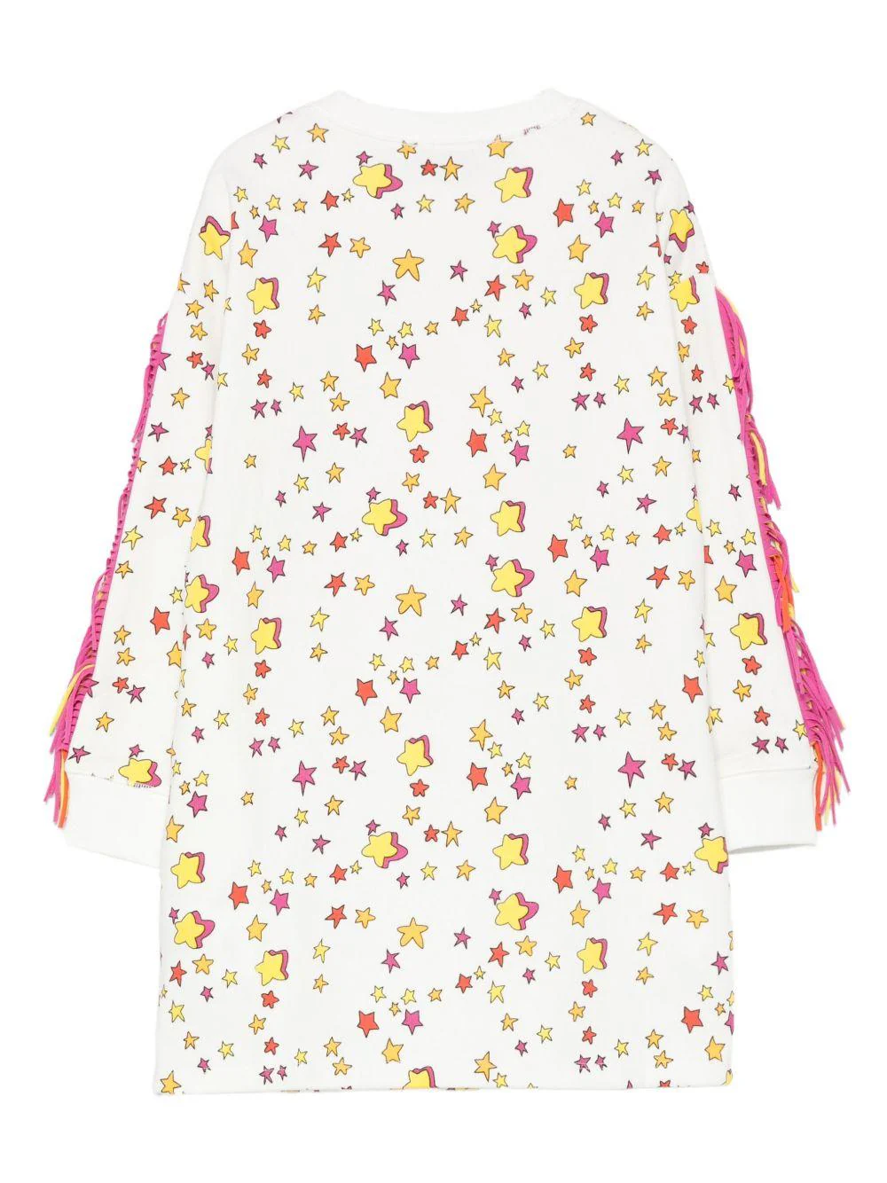 Abito per bambina Stella McCartney Kids bianco con stampa stelle e frange - Image 2