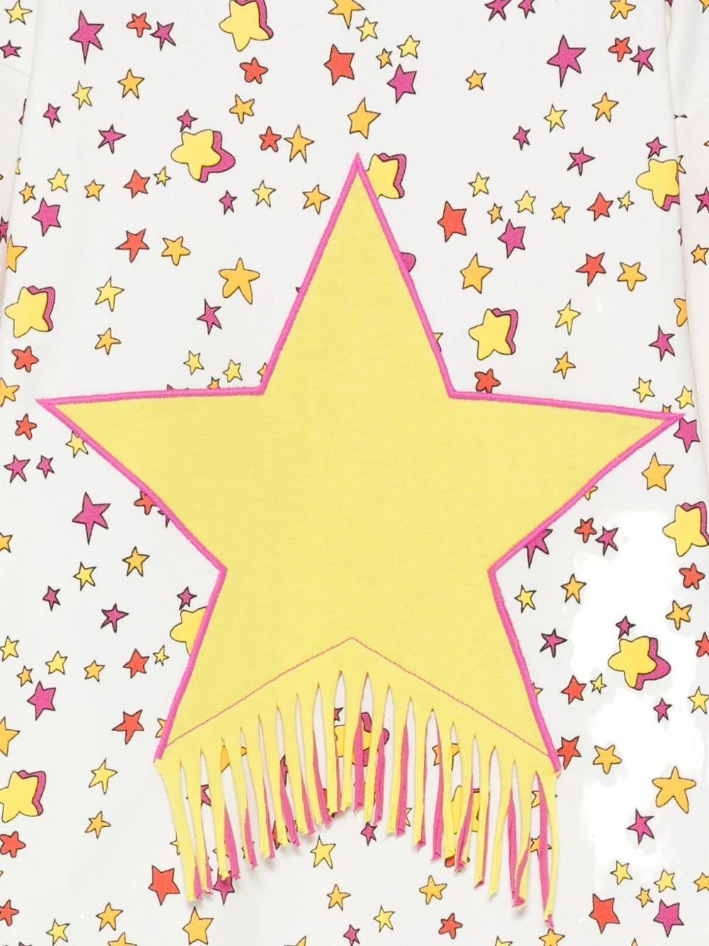 Abito per bambina Stella McCartney Kids bianco con stampa stelle e frange - Image 3