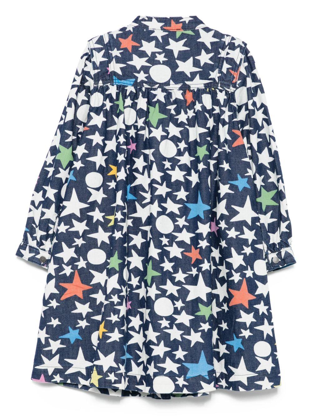 Abito per bambina Stella McCartney Kids in denim con stampa a stelle - Image 3