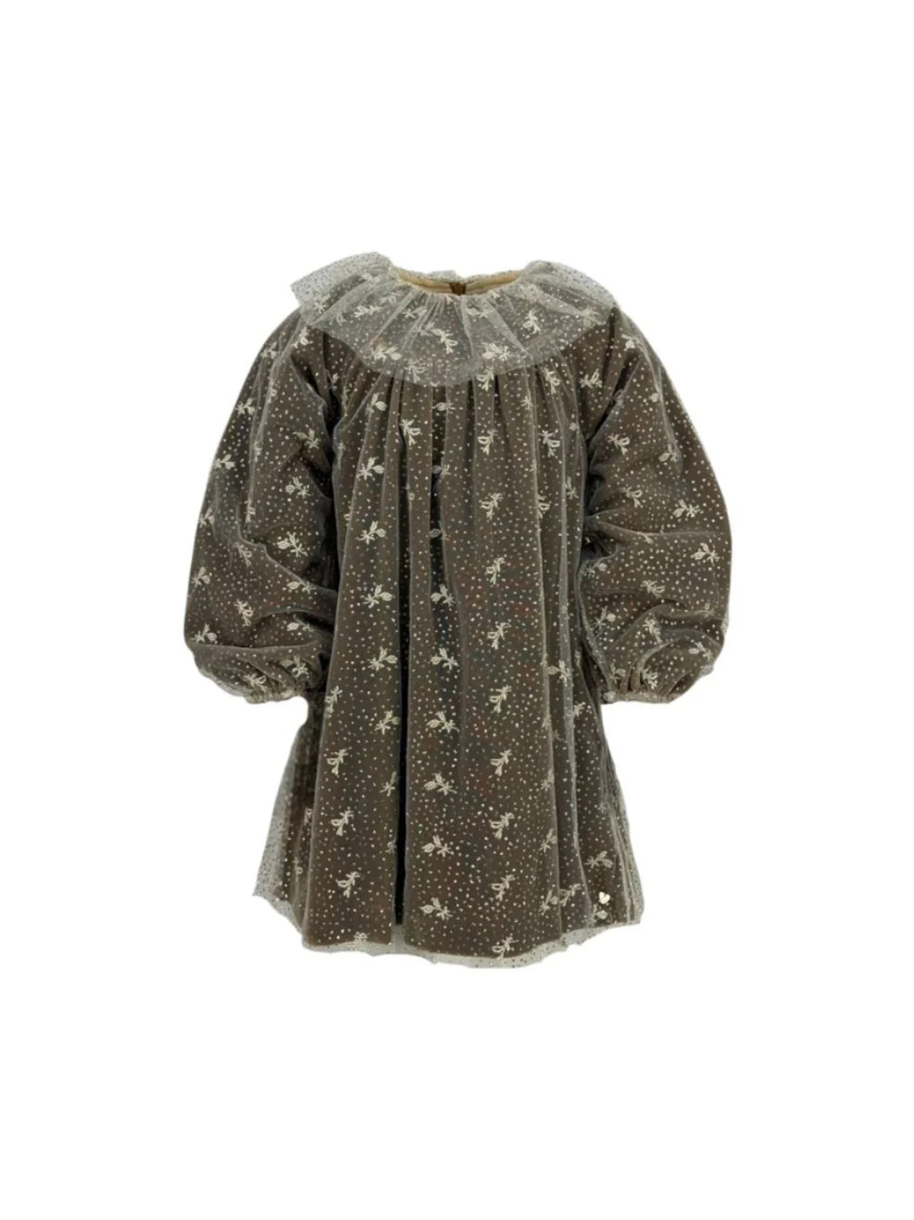 Abito per bambina Tartine et Chocolat marrone con dettagli in tulle