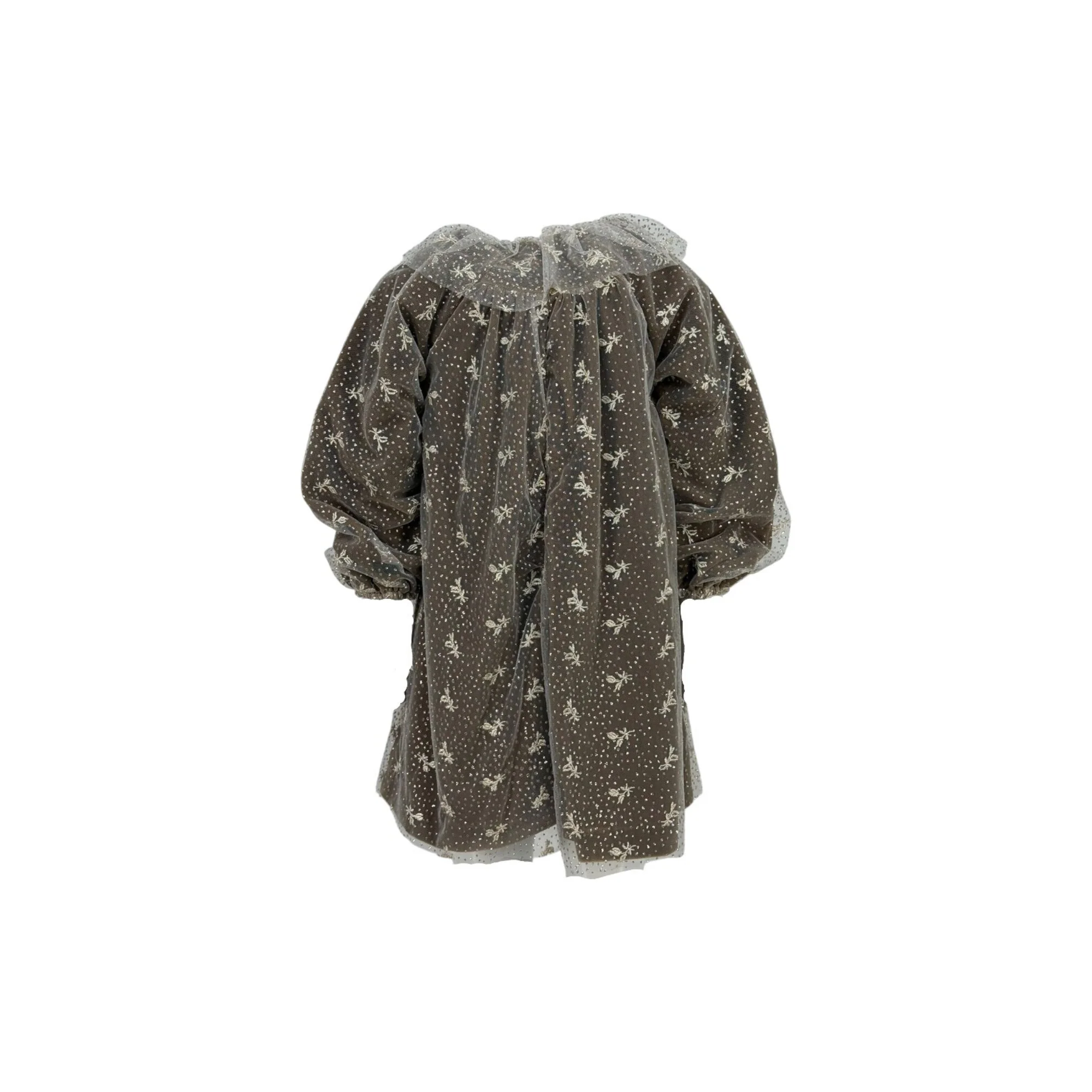 Abito per bambina Tartine et Chocolat marrone con dettagli in tulle - Image 2