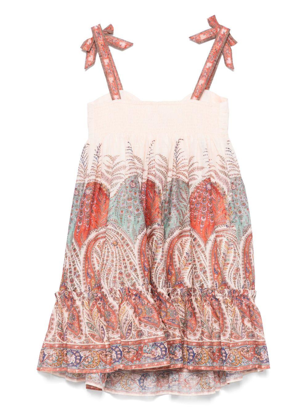 Abito per bambina ZIMMERMANN Kids beige con stampa paisley - Image 3