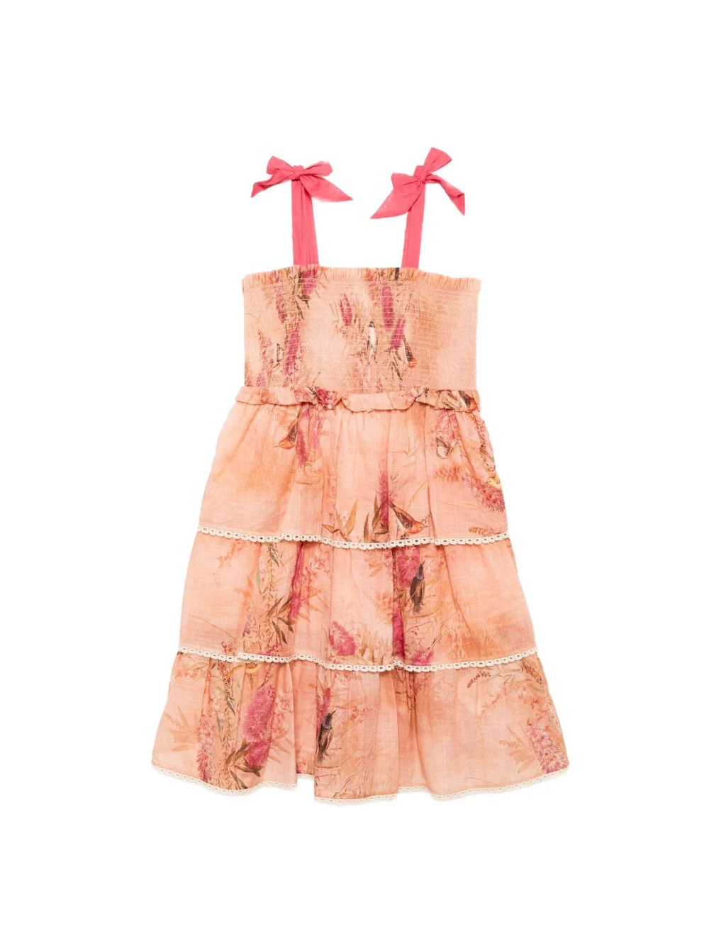 Abito per bambina ZIMMERMANN Kids Cascadian rosa con scollo quadrato