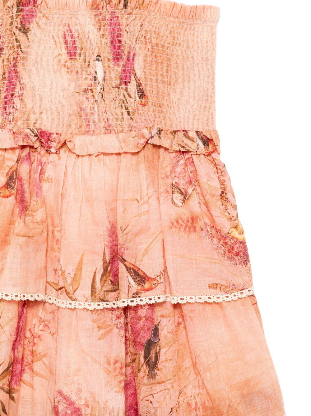 Abito per bambina ZIMMERMANN Kids Cascadian rosa con scollo quadrato - Image 2