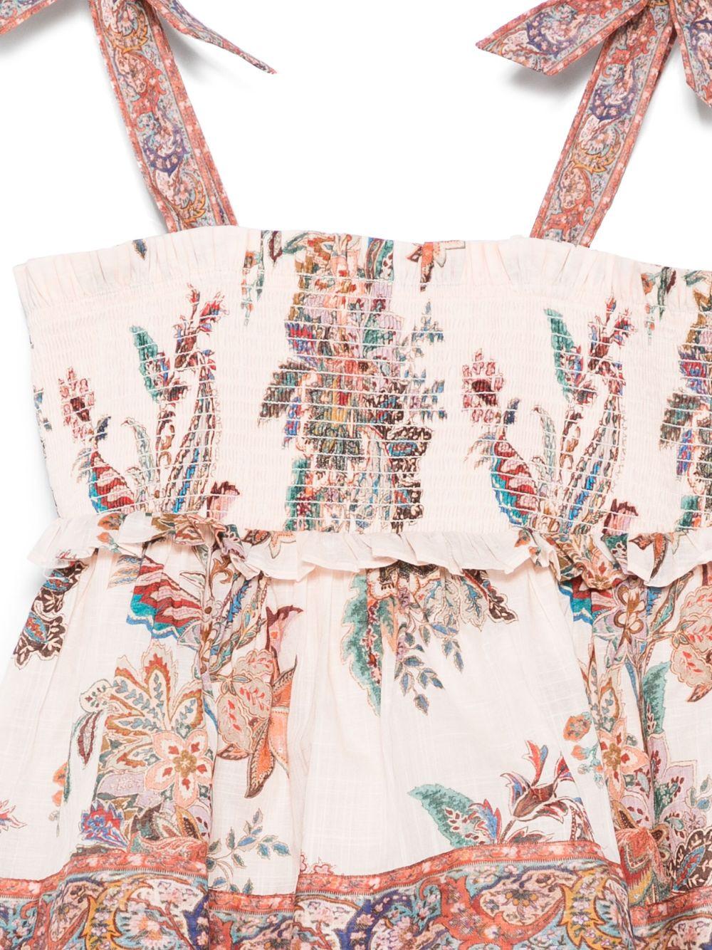 Abito per bambina ZIMMERMANN Kids Rhiannon beige con inserto con punto smock - Image 2